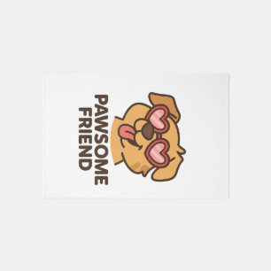 Pawsome Friend Cool Dog with Heart Glasses Rug