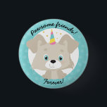 Pawsome Friends Forever Unicorn Puppy Birthday Button<br><div class="desc">Unicorn Puppy Birthday Button - Come here, sit and stay! You've just found the “ulti-mutt” dog lover party button. Full of personality, this design features a playful and magical unicorn puppy who's ready to party! Just like the button says, you're going to be "pawesome friends forever" with this little unicorn...</div>