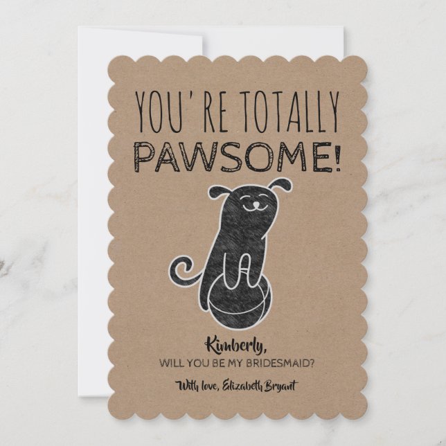 Pawsome Funny Bridesmaid Proposal Invitation (Front)