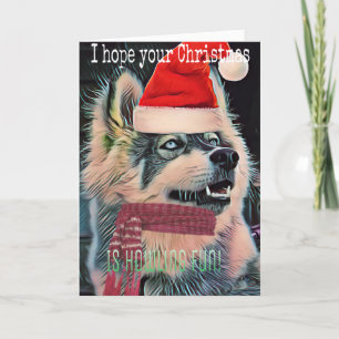 Pawsome Husky Merry Christmas greeting card