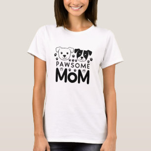 Pawsome Mom Dog Lover Illustration T-Shirt