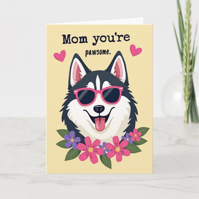 Pawsome Mom Floral Art Card (Front)