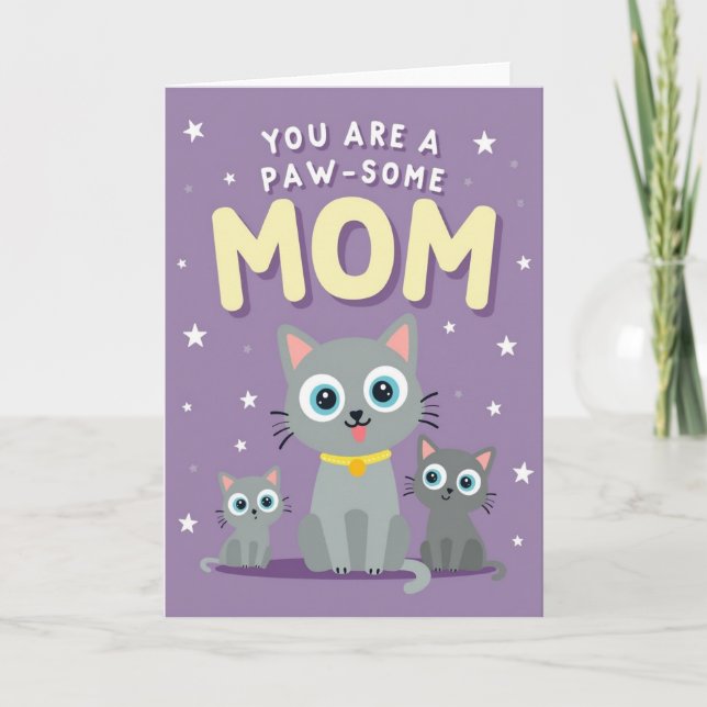 Pawsome Moms Feline Art Card (Front)