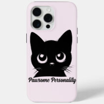 Pawsome Personality Cat Design iPhone 15 Pro Max Case