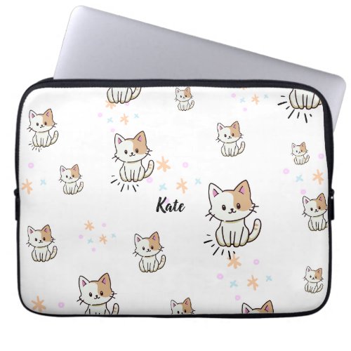 Pawsome Personalized Kitty Pattern Gadget Case Laptop Sleeve