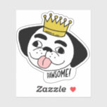 Pawsome Pug with Crown Custom-Cut Vinyl Sticker