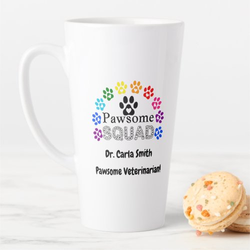 Pawsome Veterinarian Custom Name Latte Mug