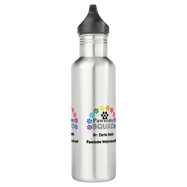 Pawsome Veterinarian Custom Name -   Stainless Steel Water Bottle (Right)