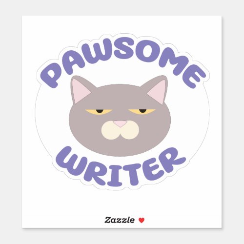  Pawsome Writer Fun Kitty Character Design Sticker