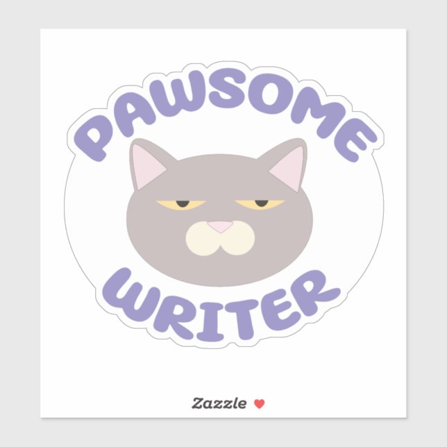  Pawsome Writer Fun Kitty Character Design Sticker (Sheet)