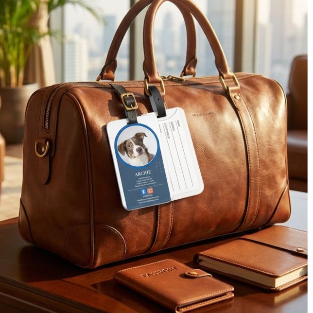 Pawsomely Professional: Dog Photo Social Media  Luggage Tag (Pawsomely Professional: Dog Photo Social Media Luggage Tag)