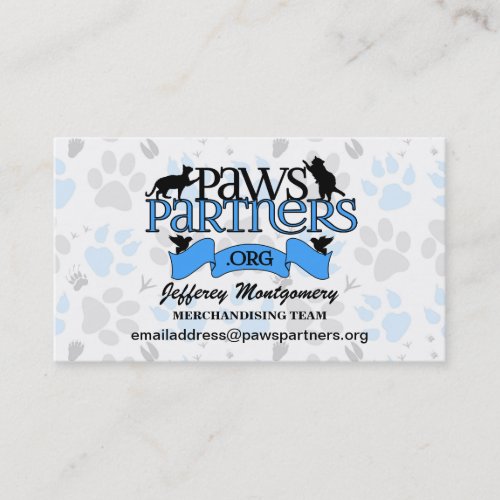 PawsPartnersorg Custom Volunteer Business Card