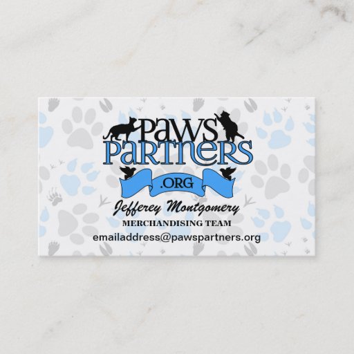 Customizable PawsPartners.org Custom Volunteer Business Card Templates