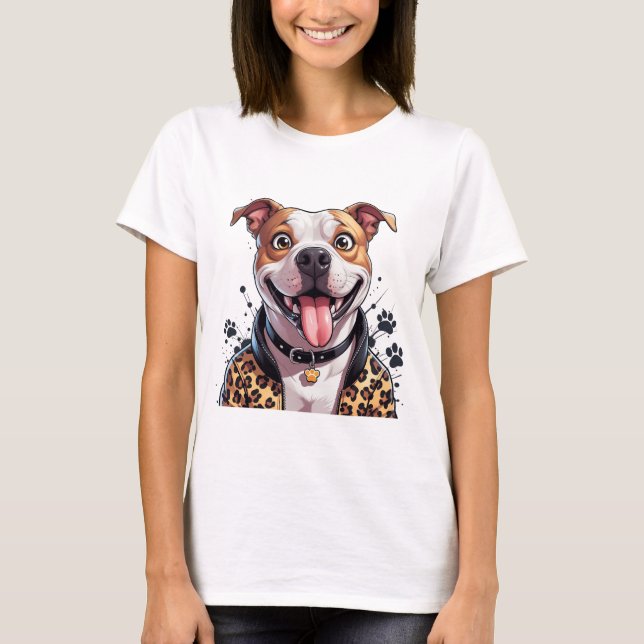 Pawsy the Pitty: Stylish & Smile T-Shirt (Front)