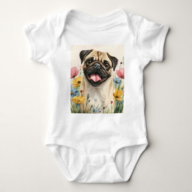 Pawtected by Pug Baby Bodysuit (Front)