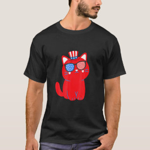 Pawtriotic Cat 4 H Of July Wearing Uncle Sam Hat U T-Shirt