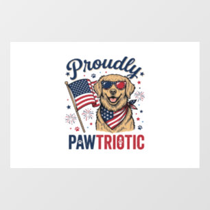 Pawtriotic Dog Patriotic Vintage Shirt Design_1 Window Cling