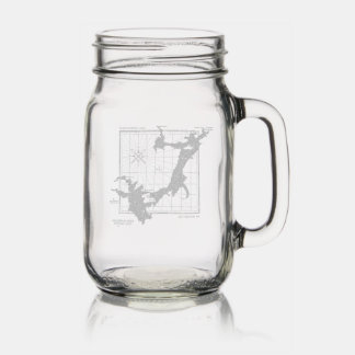 Pawtuckaway Lake Etched Mason Jar With Handle 16oz