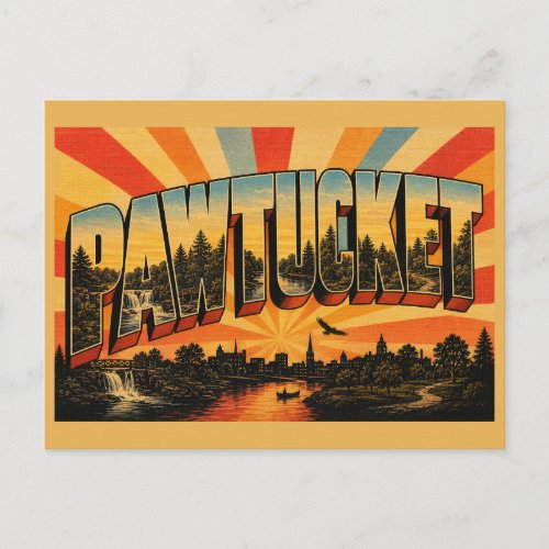 Pawtucket RI Blackstone River Waterfall Art Postcard