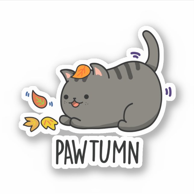 Pawtumn cute Autumn Kitty Cat Pun  Sticker (Front)