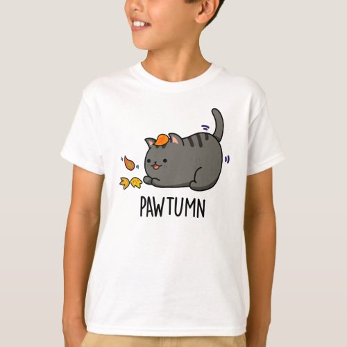 Pawtumn cute Autumn Kitty Cat Pun  T_Shirt