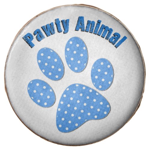 Pawty Animal Blue Polka Dot Paw Pattern Cookies