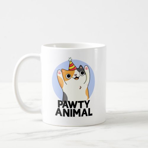 Pawty Animal Funny Party Cat Pun  Coffee Mug