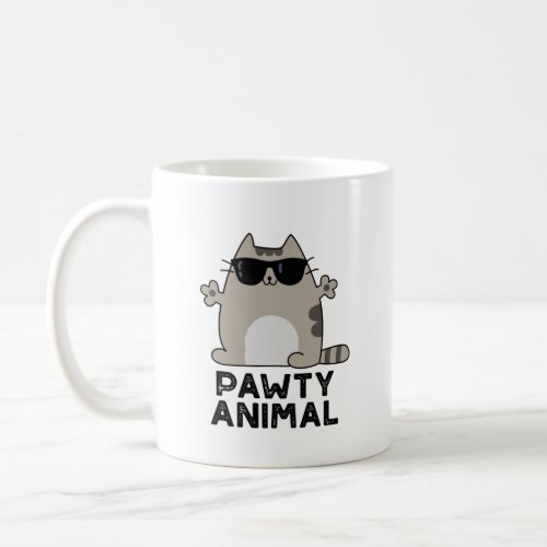 Pawty Animal Funny Party Cat Pun  Coffee Mug