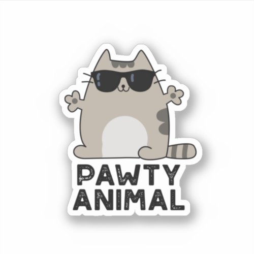 Pawty Animal Funny Party Cat Pun  Sticker