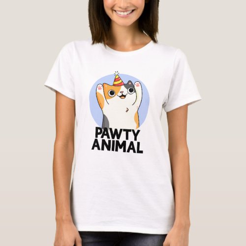 Pawty Animal Funny Party Cat Pun  T_Shirt