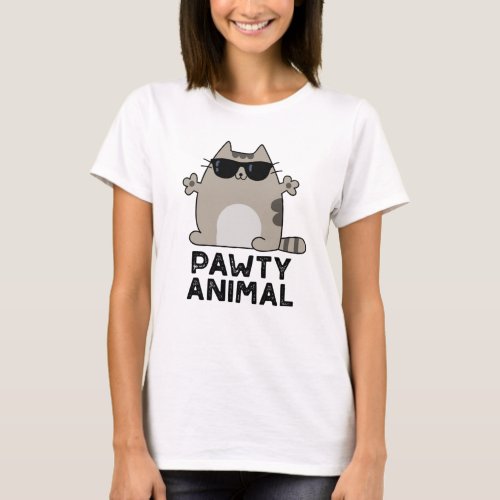 Pawty Animal Funny Party Cat Pun  T_Shirt