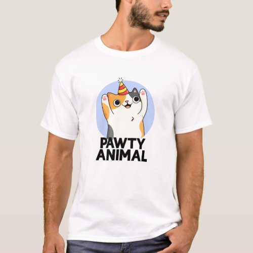 Pawty Animal Funny Party Cat Pun  T_Shirt