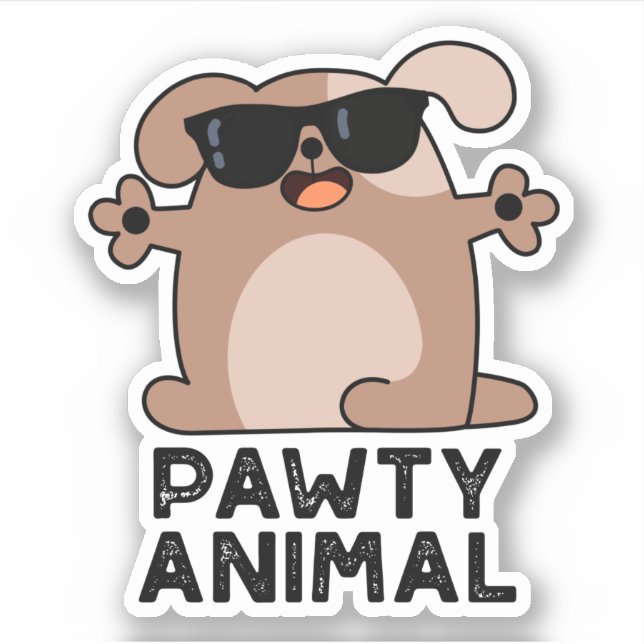 Pawty Animal Funny Party Dog Pun  Sticker (Front)