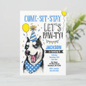 Pawty Birthday Invitation Dog Puppy Husky (Standing Front)