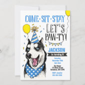 Pawty Birthday Invitation Dog Puppy Husky (Front)