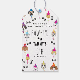 Pawty Cute Birthday Party Dogs Gift Tags