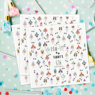 Pawty Cute Birthday Party Dogs Napkins