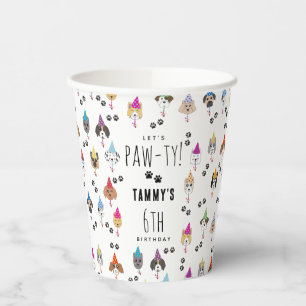 Pawty Cute Birthday Party Dogs Paper Cups