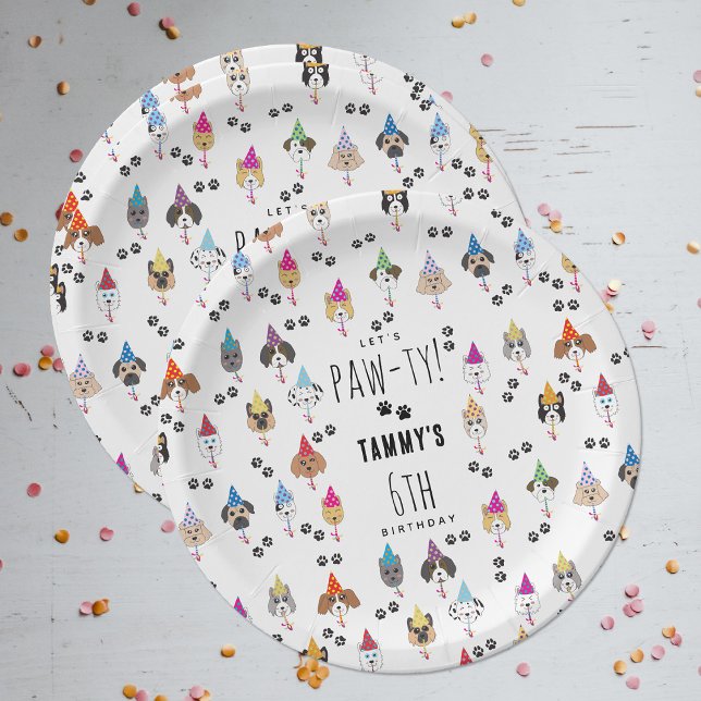 Pawty Cute Birthday Party Dogs Paper Plates (Pawty Cute Birthday Party Dogs Paper Plates)