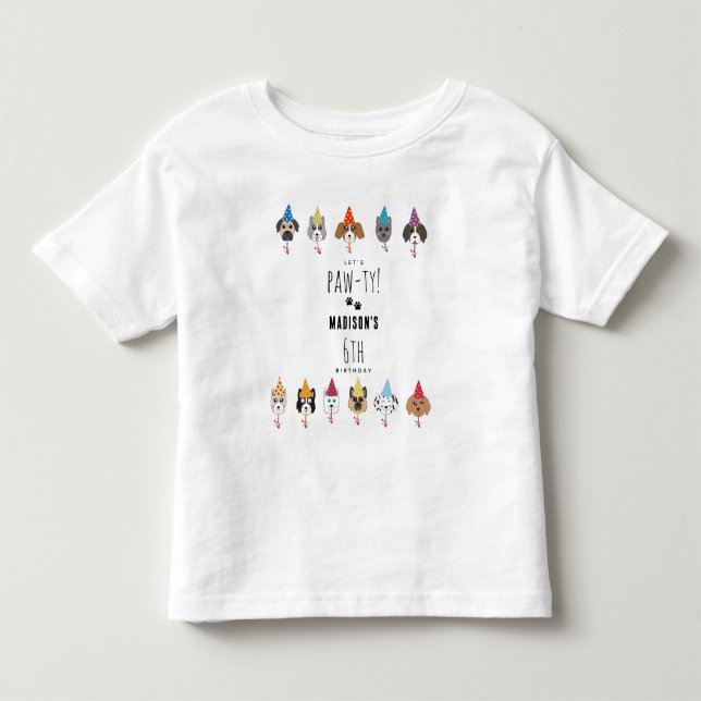 Pawty Cute Dogs Birthday Party  Toddler T-shirt (Front)