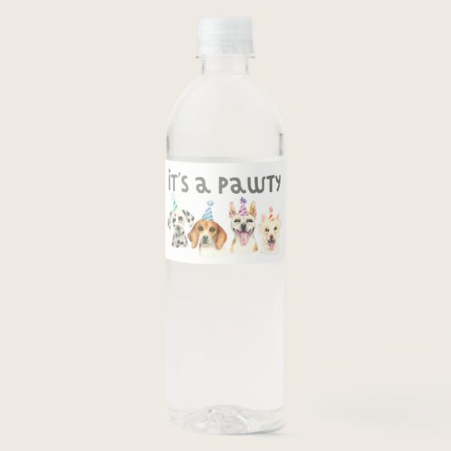 Pawty Dog Birthday Puppy Water Bottle Label Pawty Dog Birthday Puppy Water Bottle Label