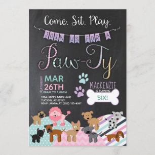 Pawty Invitations Dog Puppy Birthday Invitations