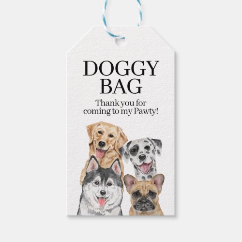 Pawty Puppy Dog Thank You Birthday Party favor  Gift Tags