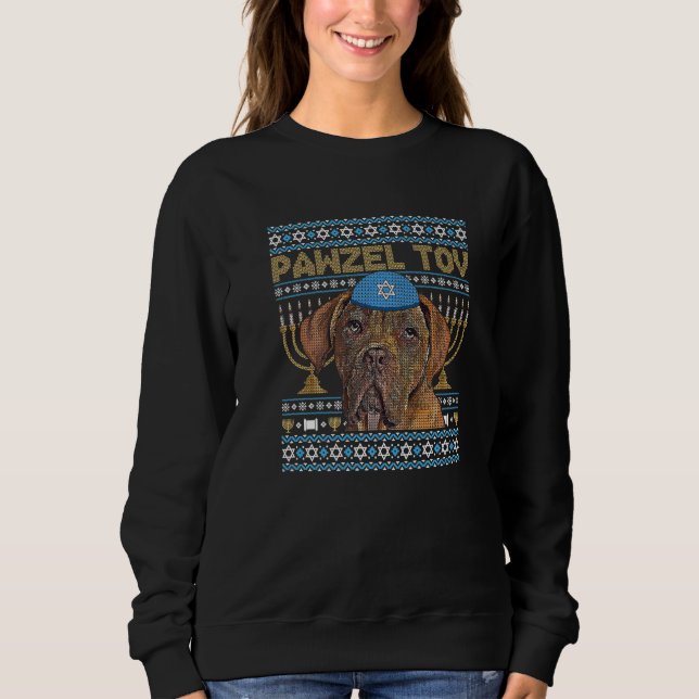 Pawzel Tov Jewish Dogues de Bordeaux Dog Funny Han Sweatshirt (Front)