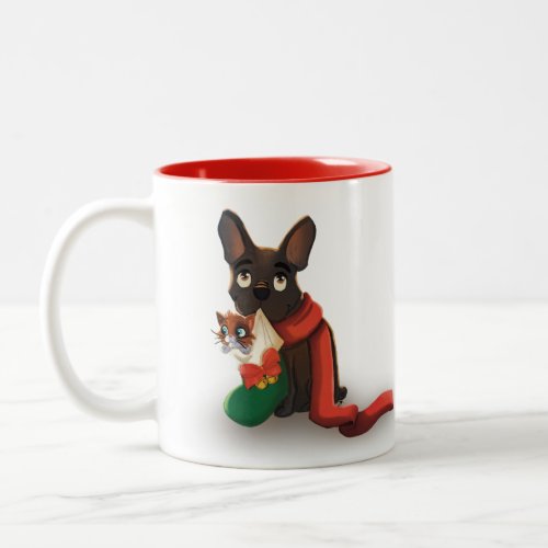 Pax and Huey Christmas Stocking Two_Tone Coffee Mug