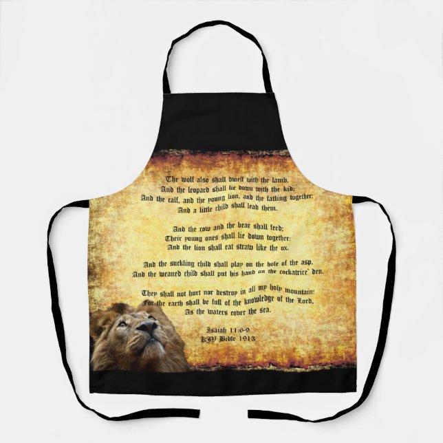 Pax Christos, Lion with Isaiah 11:6-9 Apron (Front)
