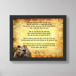 Pax Christos, Lion with Isaiah 11:6-9 Framed Art