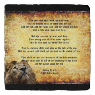 Pax Christos, Lion with Isaiah 11:6-9 Trivet