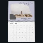 Pax Purple Our Year Of Love First Anniversary Calendar<br><div class="desc">Celebrate your first year together with this custom photo calendar in trendy decor colors. Replace the images (required) and text for each month with your great memories of the past year. Each month has a place for a large title and a short description of the photo. Photo mask and triangle...</div>