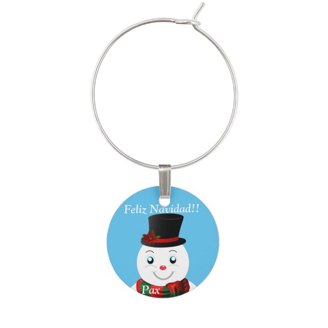 Pax the snowman wine charm (Front)